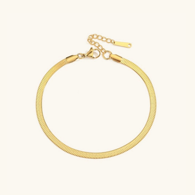 Ankelkæde Gia Guld i fiskebensmønster | 18k Guld - DK BUTIK