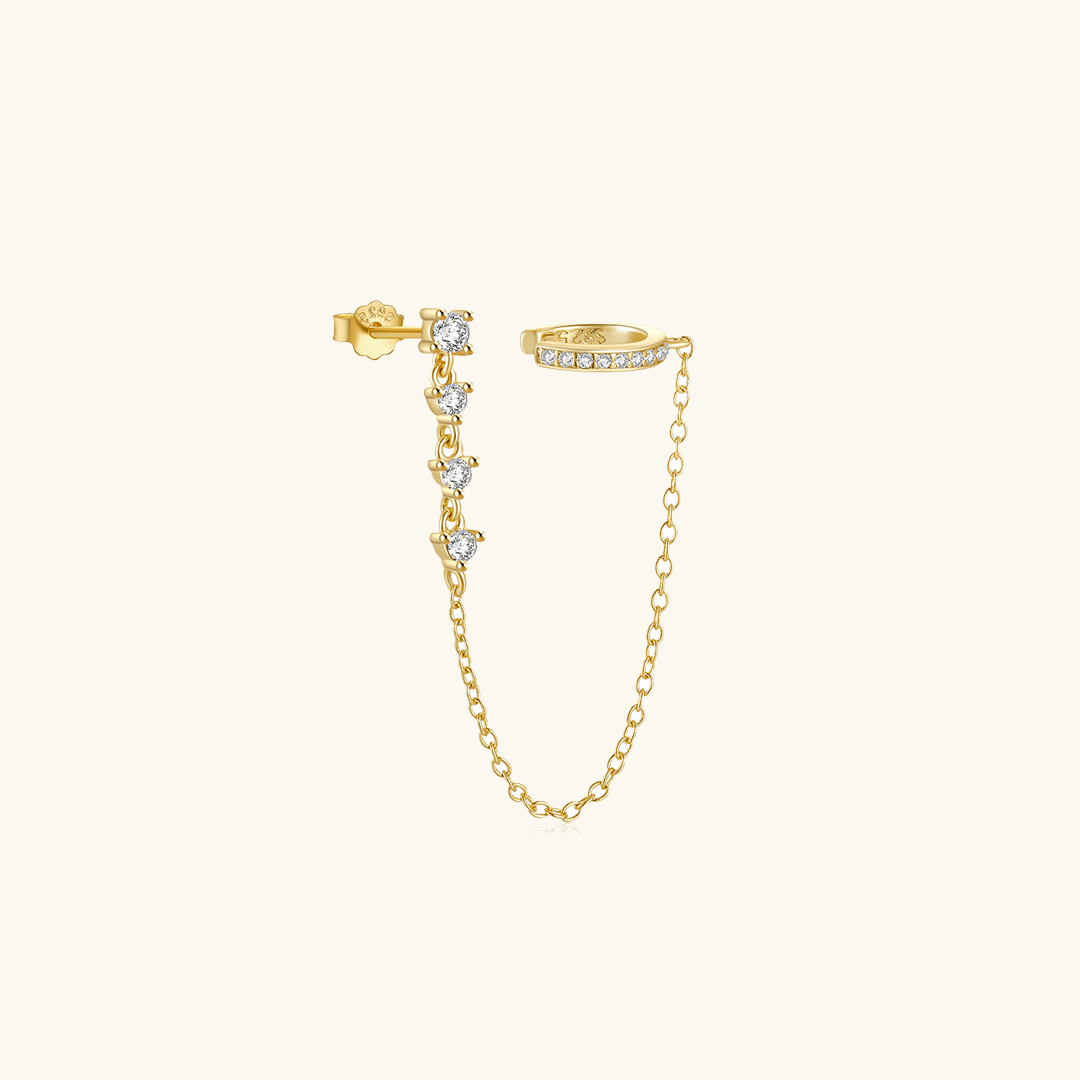 Audra Kette Ørering med Kæde | 18k Guld - DK BUTIK