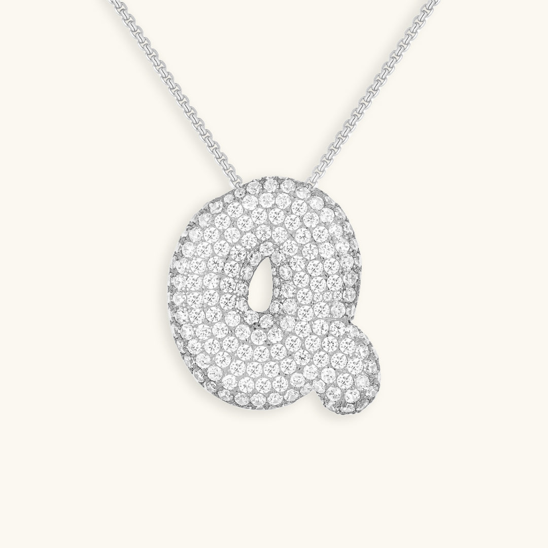 Navnesmykke Bubble med diamant | 18k Guld - DK BUTIK