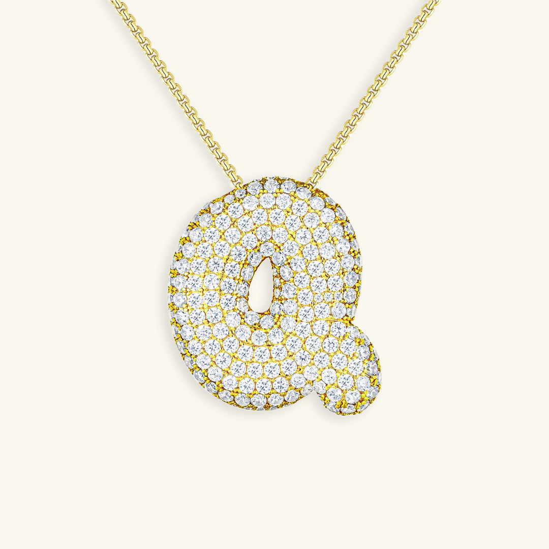 Navnesmykke Bubble med diamant | 18k Guld - DK BUTIK