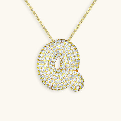 Navnesmykke Bubble med diamant | 18k Guld - DK BUTIK