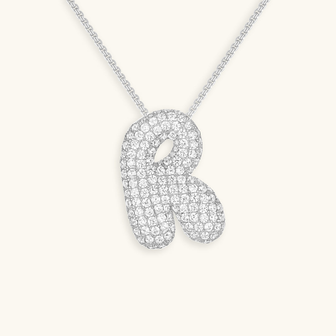 Navnesmykke Bubble med diamant | 18k Guld - DK BUTIK