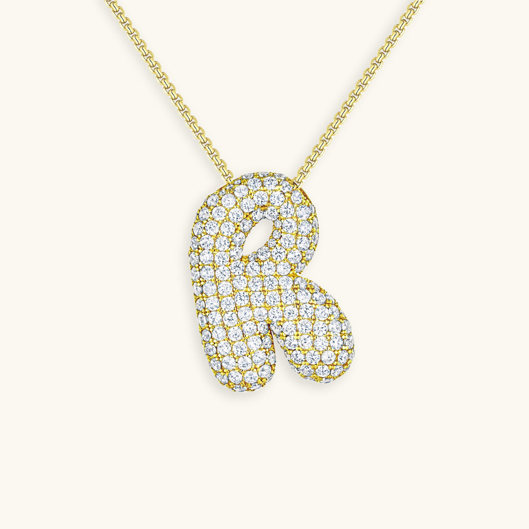 Navnesmykke Bubble med diamant | 18k Guld - DK BUTIK