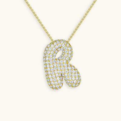 Navnesmykke Bubble med diamant | 18k Guld - DK BUTIK