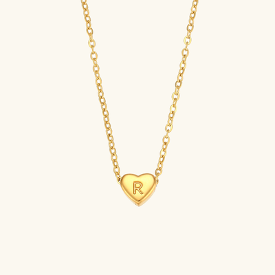 halskæde med hjerteinitial | 18k Guld - DK BUTIK