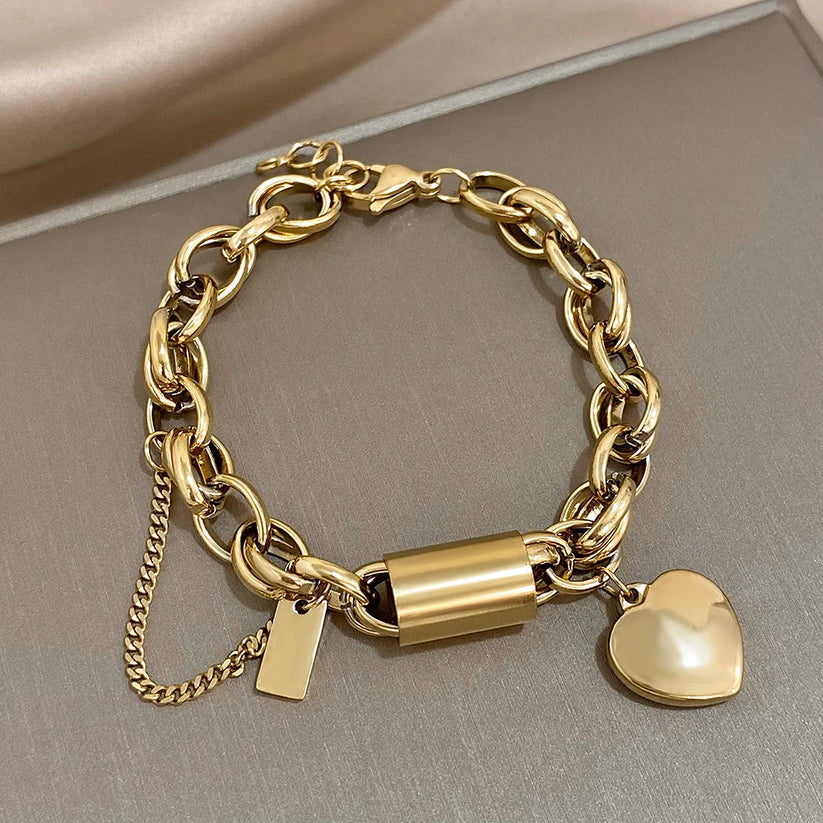 Opmuntrende Chunky Armbånd | Hvidguld 18k