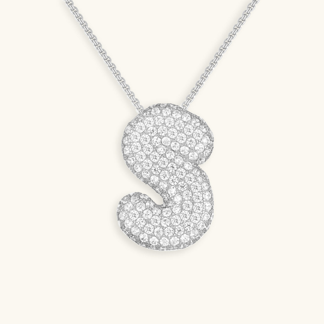 Navnesmykke Bubble med diamant | 18k Guld - DK BUTIK