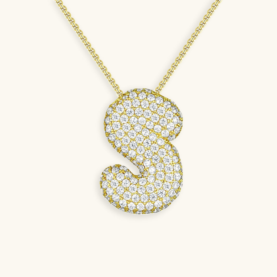 Navnesmykke Bubble med diamant | 18k Guld - DK BUTIK