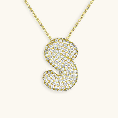 Navnesmykke Bubble med diamant | 18k Guld - DK BUTIK