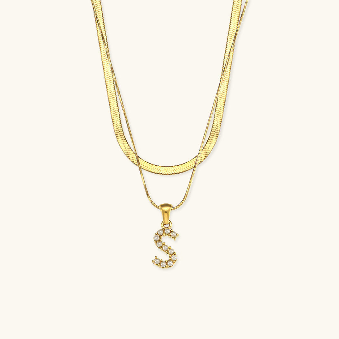 Fiona Lagenweise Initialer Halskæde |  18k Guld - DK BUTIK