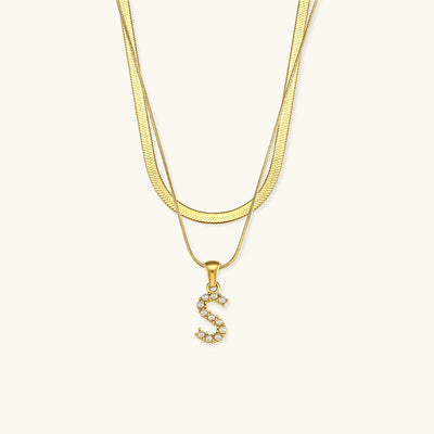 Fiona Lagenweise Initialer Halskæde |  18k Guld - DK BUTIK