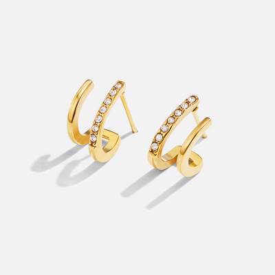 Krystal Øreringe med Kløftformet Indfatning | 18k Guld - DK BUTIK