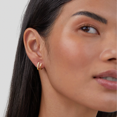 Krystal Øreringe med Kløftformet Indfatning | 18k Guld - DK BUTIK