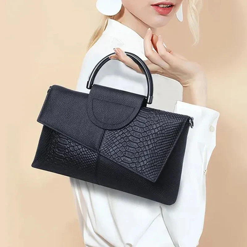 celine™ – struktureret sort håndtaske i læderlook