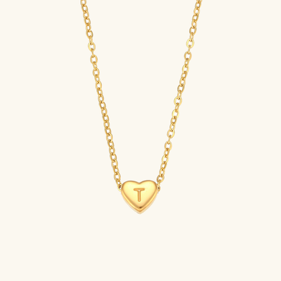 halskæde med hjerteinitial | 18k Guld - DK BUTIK
