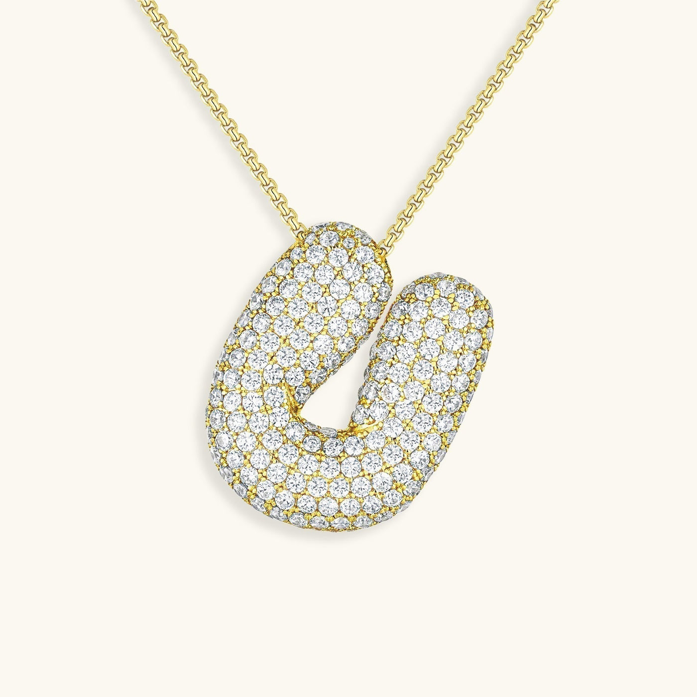 Navnesmykke Bubble med diamant | 18k Guld - DK BUTIK