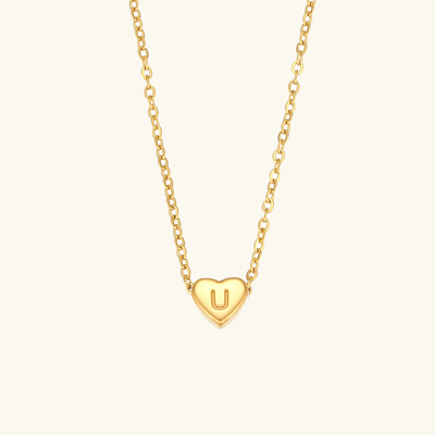 halskæde med hjerteinitial | 18k Guld - DK BUTIK