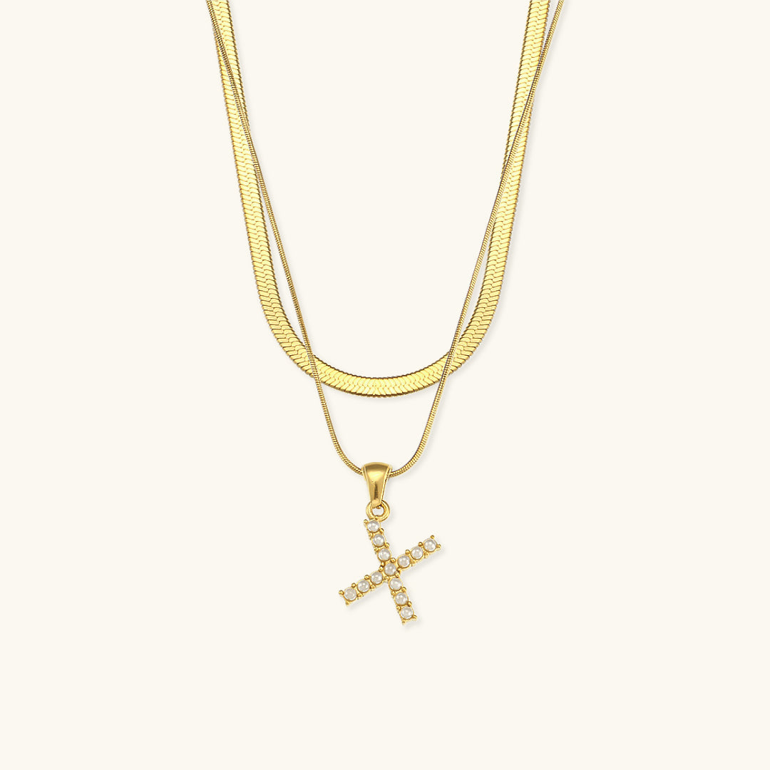 Fiona Lagenweise Initialer Halskæde |  18k Guld - DK BUTIK