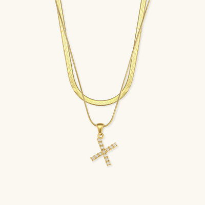 Fiona Lagenweise Initialer Halskæde |  18k Guld - DK BUTIK