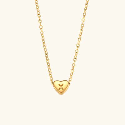 halskæde med hjerteinitial | 18k Guld - DK BUTIK