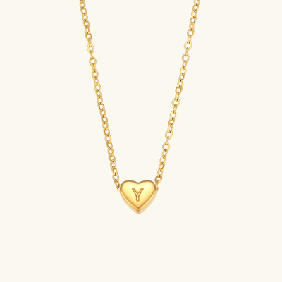 halskæde med hjerteinitial | 18k Guld - DK BUTIK