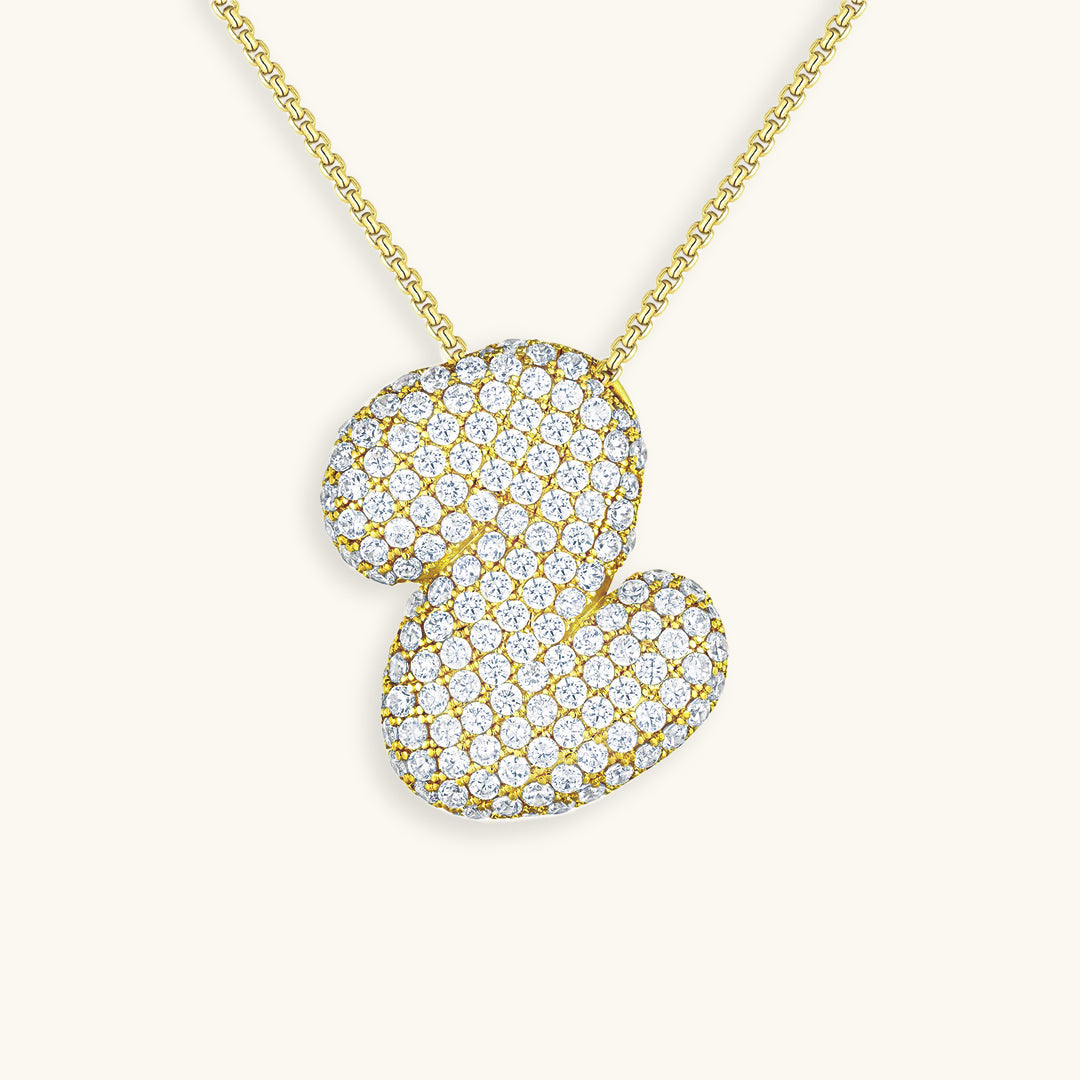 Navnesmykke Bubble med diamant | 18k Guld - DK BUTIK