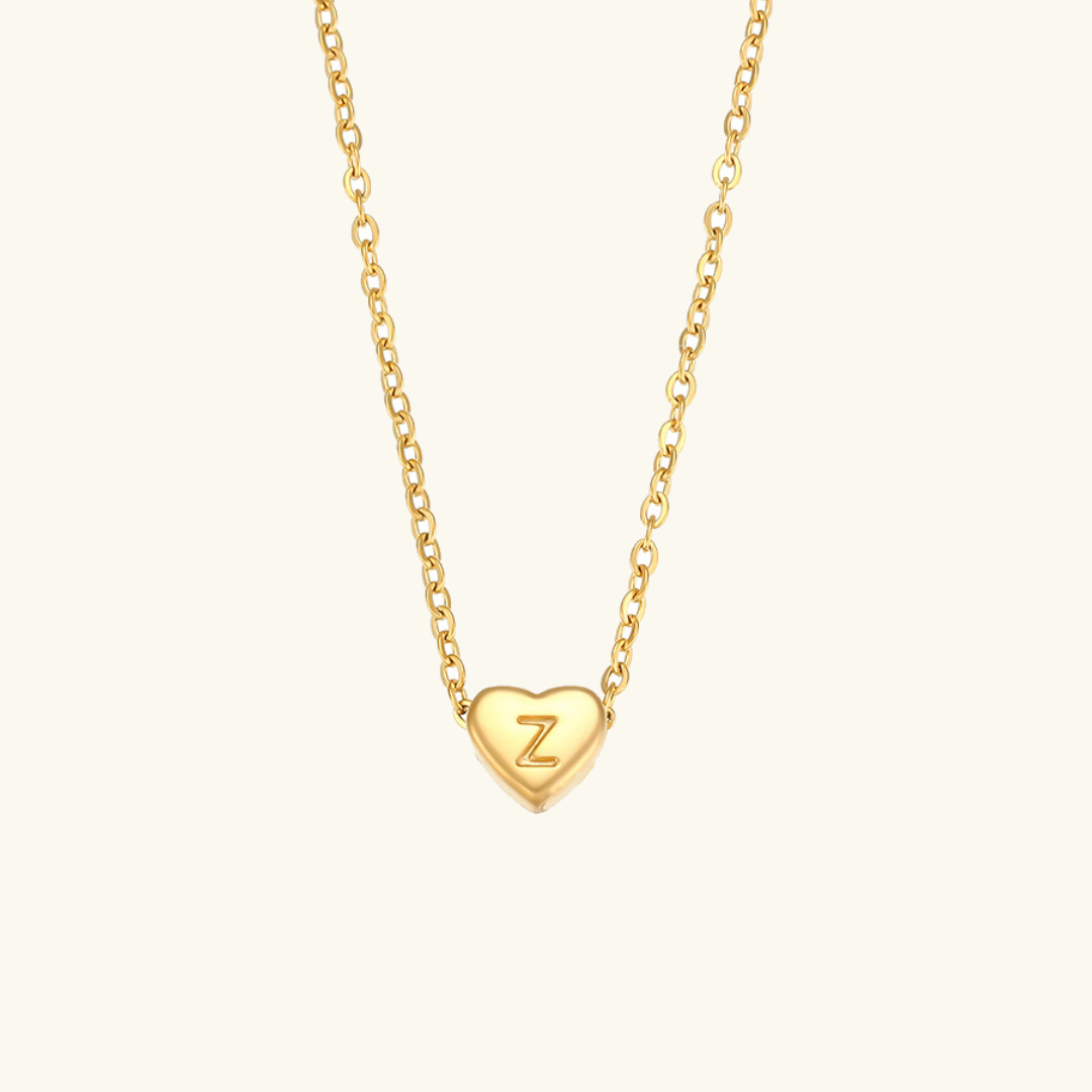 halskæde med hjerteinitial | 18k Guld - DK BUTIK