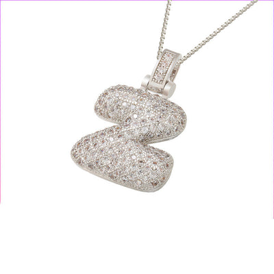 Pave Bubble Halskæde med Initial | 18k Guld - DK BUTIK