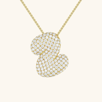 Navnesmykke Bubble med diamant | 18k Guld - DK BUTIK