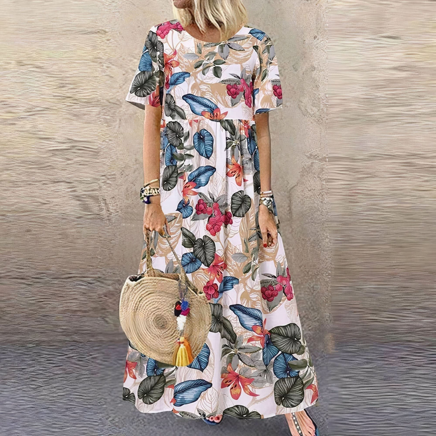 Elegant og Flydende Maxi Kjole Lotte™ med Blomster Charme™ - Olsen & Olsen
