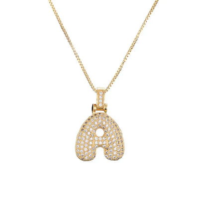 Pave Bubble Halskæde med Initial | 18k Guld - DK BUTIK