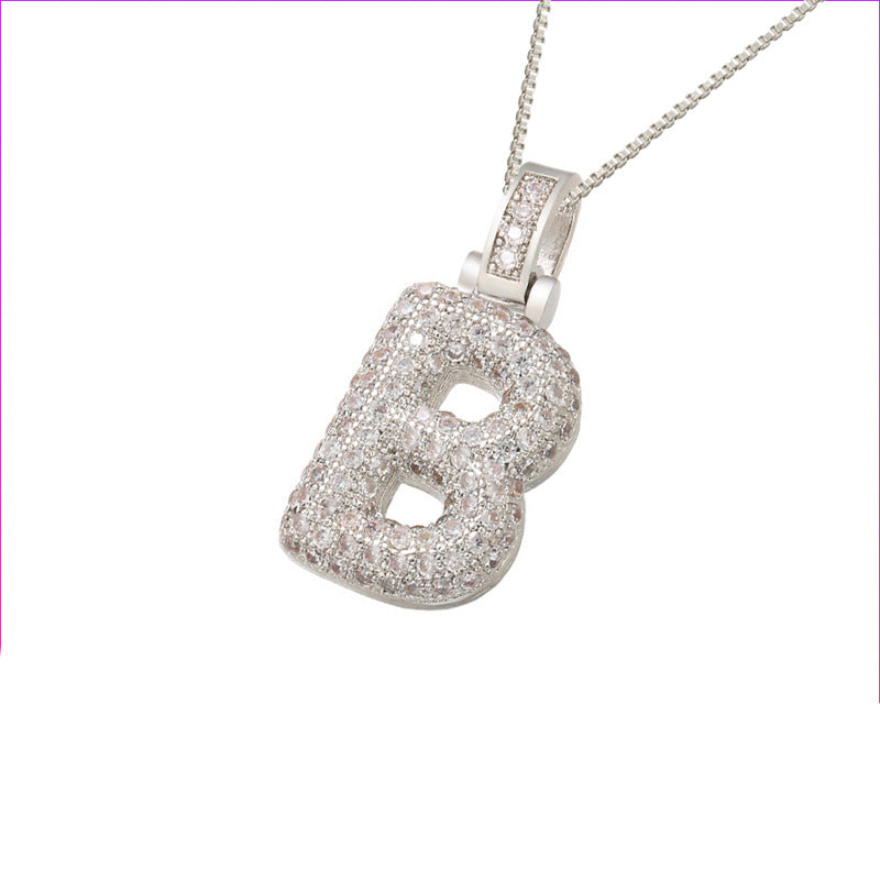 Pave Bubble Halskæde med Initial | 18k Guld - DK BUTIK