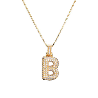 Pave Bubble Halskæde med Initial | 18k Guld - DK BUTIK