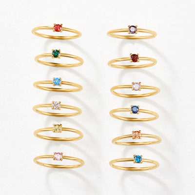 Fingerringe med Fødselssten | 16k Guld - DK BUTIK