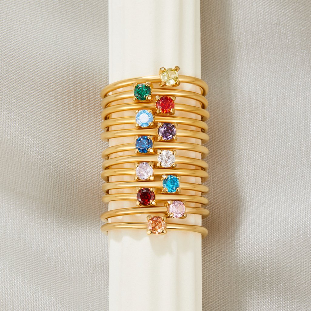 Fingerringe med Fødselssten | 16k Guld - DK BUTIK