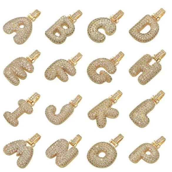 Pave Bubble Halskæde med Initial | 18k Guld - DK BUTIK