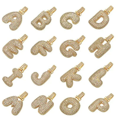Pave Bubble Halskæde med Initial | 18k Guld - DK BUTIK