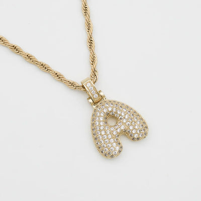 Pave Bubble Halskæde med Initial | 18k Guld - DK BUTIK
