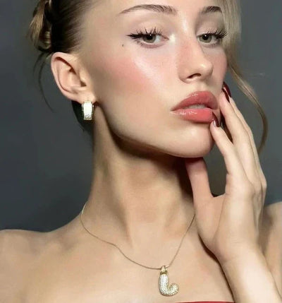 Pave Bubble Halskæde med Initial | 18k Guld - DK BUTIK