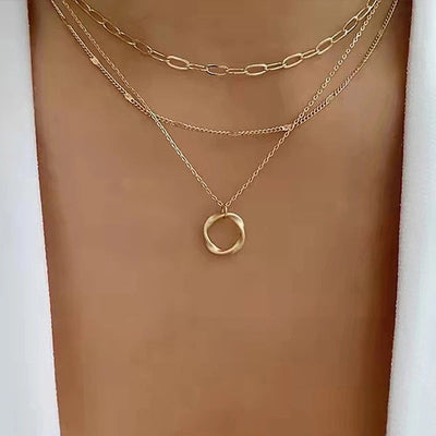 Lag-på-lag halskæde med vintage vedhæng | 18k Guld - DK BUTIK
