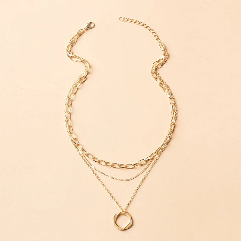 Lag-på-lag halskæde med vintage vedhæng | 18k Guld - DK BUTIK