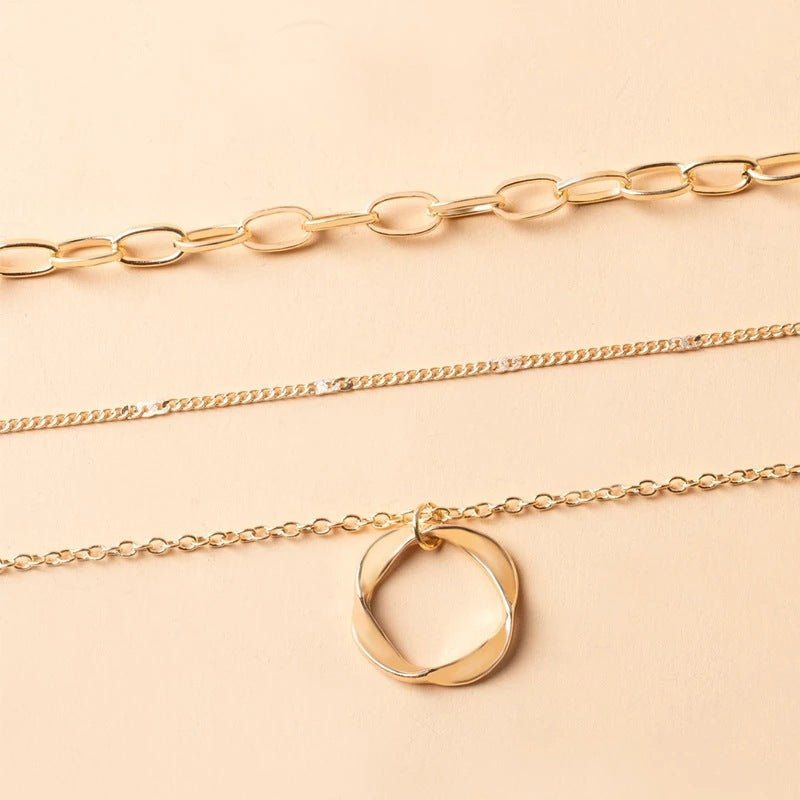 Lag-på-lag halskæde med vintage vedhæng | 18k Guld - DK BUTIK