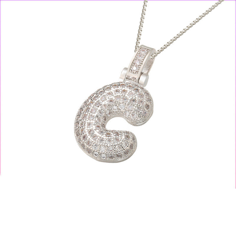 Pave Bubble Halskæde med Initial | 18k Guld - DK BUTIK