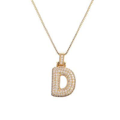 Pave Bubble Halskæde med Initial | 18k Guld - DK BUTIK