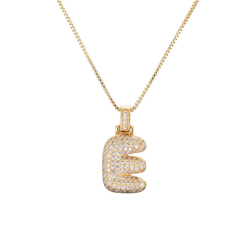 Pave Bubble Halskæde med Initial | 18k Guld - DK BUTIK