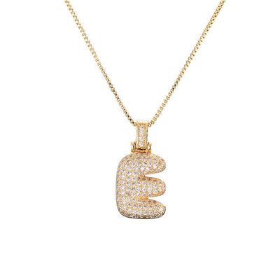 Pave Bubble Halskæde med Initial | 18k Guld - DK BUTIK