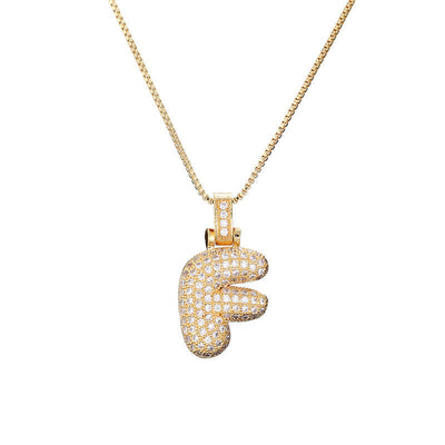 Pave Bubble Halskæde med Initial | 18k Guld - DK BUTIK