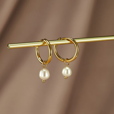 Bella øreringe med ferskvandsperler | Guld 18k - DK BUTIK