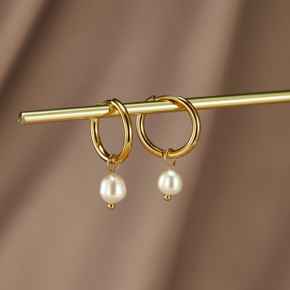 Bella øreringe med ferskvandsperler | 18k guld - DK BUTIK
