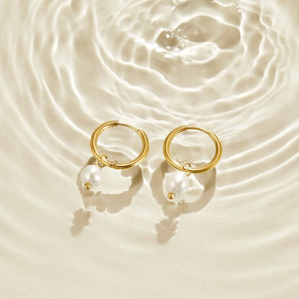 Bella øreringe med ferskvandsperler | Guld 18k - DK BUTIK